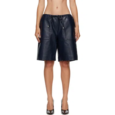 Rag & Bone Navy Claire Faux-leather Drawstring Shorts