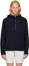 Rag & Bone Navy Drawstring Hoodie In Rinse