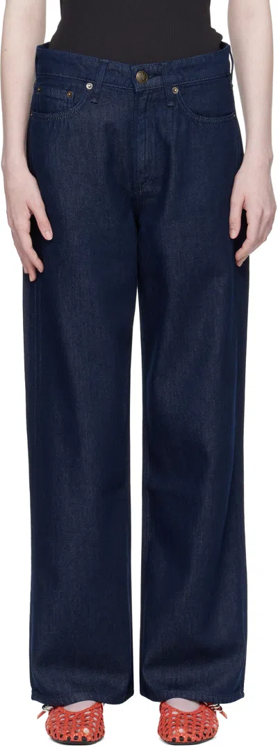 Rag & Bone Navy Logan Wide-leg Jeans In Blue