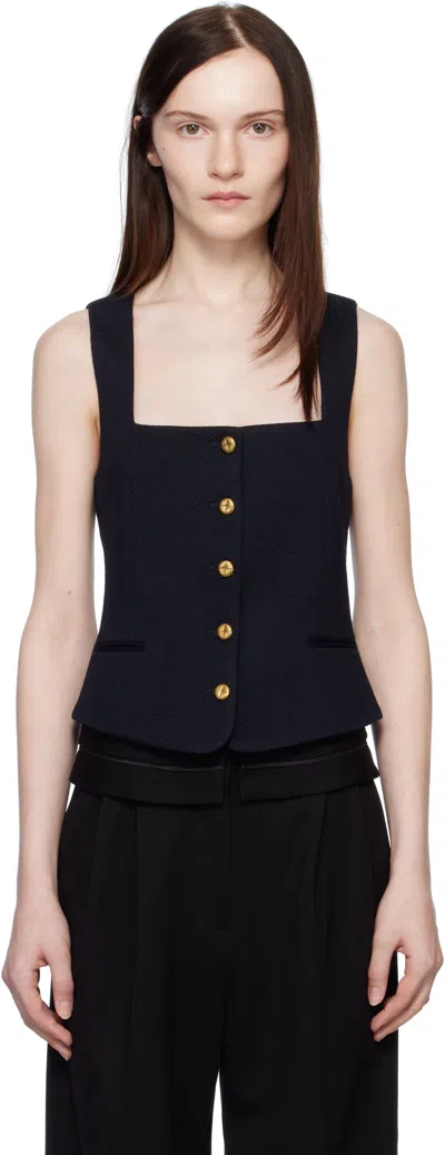 RAG & BONE NAVY MARIANA TEXTURED VEST
