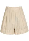 Rag & Bone Neila Striped Cuffed-hem Shorts In White