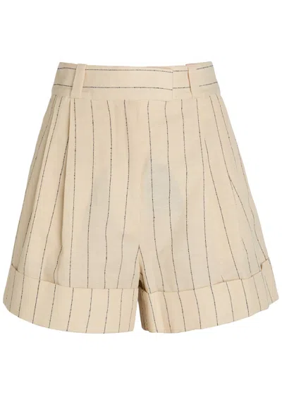 Rag & Bone Neila Striped Cuffed-hem Shorts In Neutral