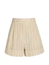 Rag & Bone Neila Striped Cuffed-hem Shorts In Neutral