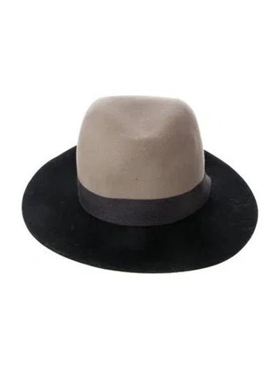 Pre-owned Rag & Bone Neutral Wool Fedora Hat In Black/brown/grey