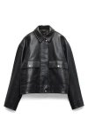 Rag & Bone Aria Leather Bomber Jacket In Black