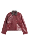 Rag & Bone Lapel Long-sleeved Leather Jacket In Burgundy