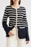Rag & Bone Nora Stripe Cotton Blend Cardigan