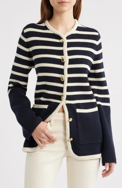Rag & Bone Nora Stripe Cotton Blend Cardigan