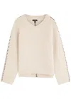 Rag & Bone Norma Waffle-knit Wool Jumper In Ivory