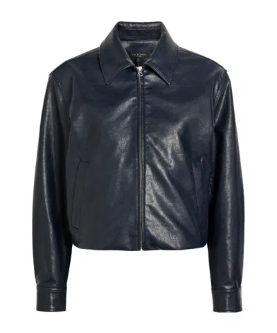 Rag & Bone Notched Collar Short Leather Jacket In Multi