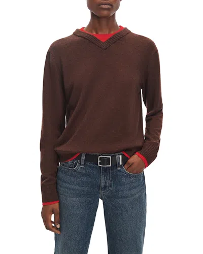 Rag & Bone Nyla Cashmere V Neck Sweater In Brown