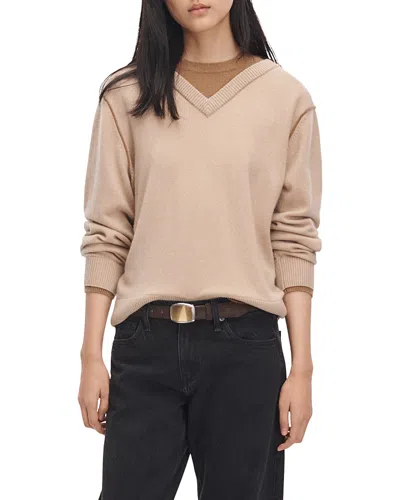Rag & Bone Nyla Cashmere V Neck Sweater In Camel
