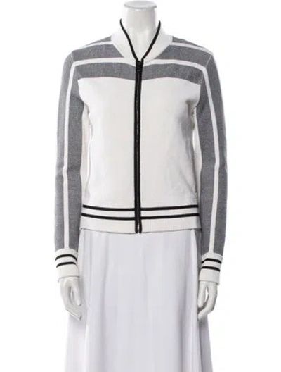 Pre-owned Rag & Bone Nylon Striped Biker Jacket In White