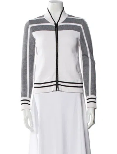 Pre-owned Rag & Bone Nylon Striped Biker Jacket In White