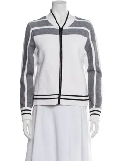 Pre-owned Rag & Bone Nylon Striped Bomber Jacket In White