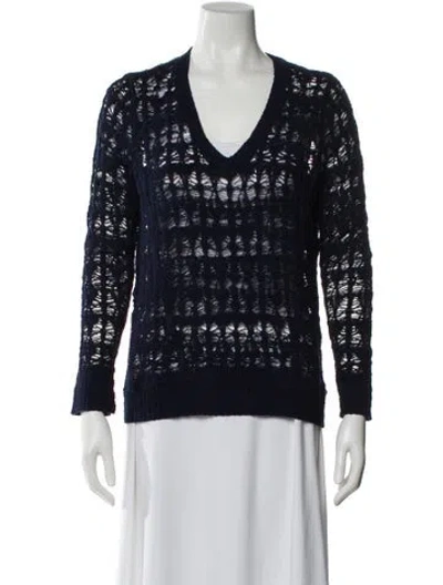 Pre-owned Rag & Bone Nylon V-neck Sweater In Blue