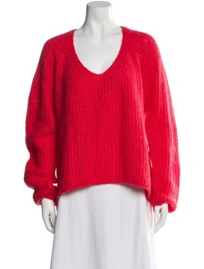 Pre-owned Rag & Bone Nylon V-neck Sweater In Red