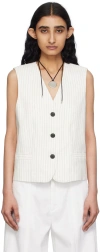 Rag & Bone Charlotte Linen Suiting Vest In Whtstripe