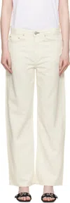 Rag & Bone Featherweight Logan Mid Rise Wide Leg Jean In Ecru