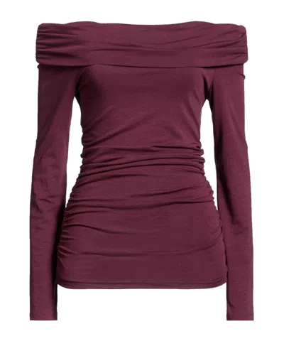 Rag & Bone Off-shoulder Long Sleeve Top In Burgundy