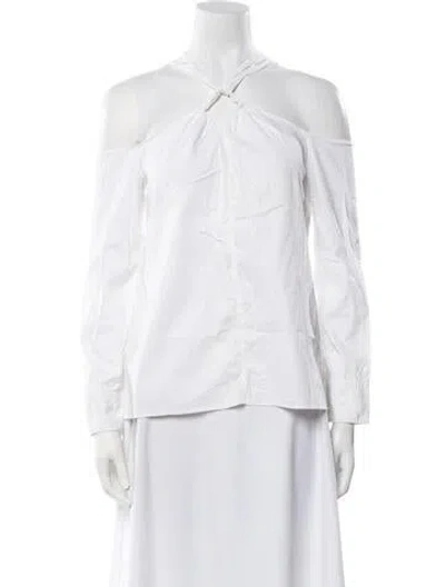 Pre-owned Rag & Bone Off-the-shoulder Long Sleeve Blouse In White