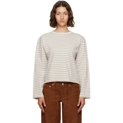 Rag & Bone Off-white Kelly Boxy Striped Long-sleeve T-shirt In Neutral