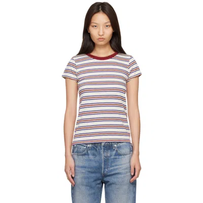 Rag & Bone Off-white 'the Slub Stripe' T-shirt In Multi