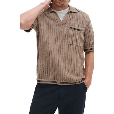 Rag & Bone Open Stitch Johnny Collar Polo In Brown