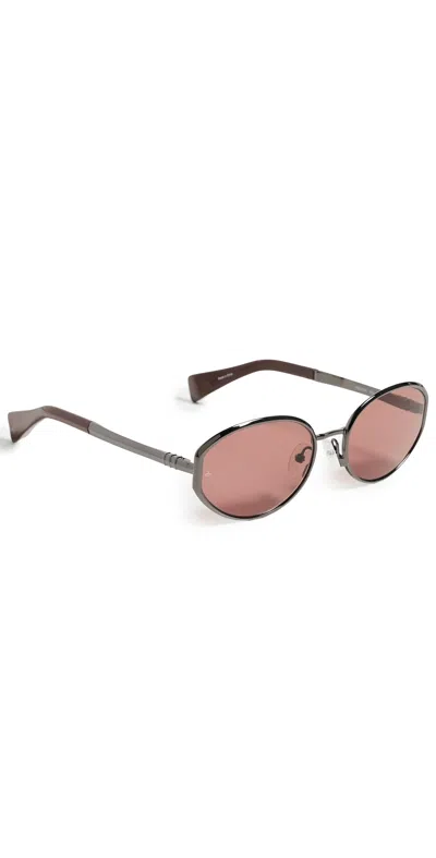 Rag & Bone Oval Metal Sunglasses Dark Gunmetal/cappuccino