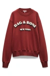 Rag & Bone Oversize Logo Graphic Sweatshirt In Burgundy