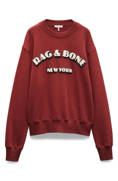 Rag & Bone Oversize Logo Graphic Sweatshirt In Burgundy