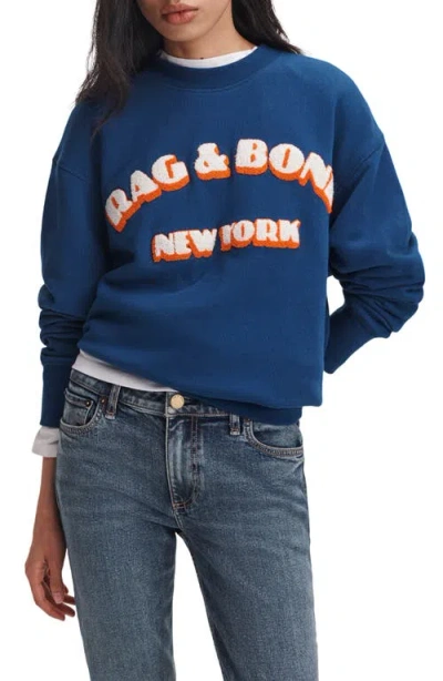 Rag & Bone Oversize Logo Graphic Sweatshirt In Blue