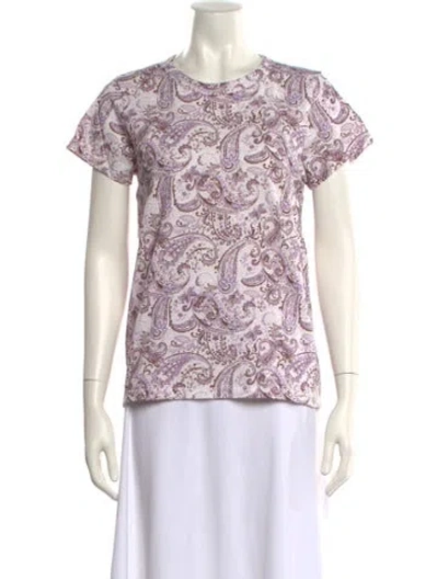 Pre-owned Rag & Bone Paisley Print Crew Neck T-shirt W/ Tags In Purple