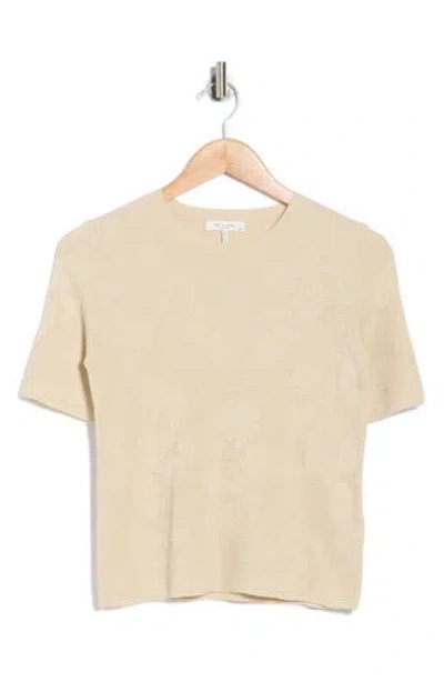 Rag & Bone Pam Short Sleeve Cotton Jacquard Sweater In Brown