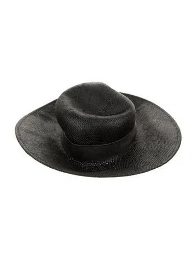 Pre-owned Rag & Bone Paper Straw Sun Hat W/tags In Black