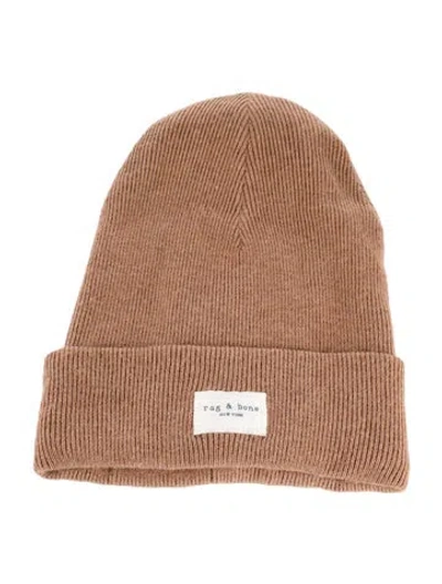 Pre-owned Rag & Bone Patch Beanie Hat In Brown