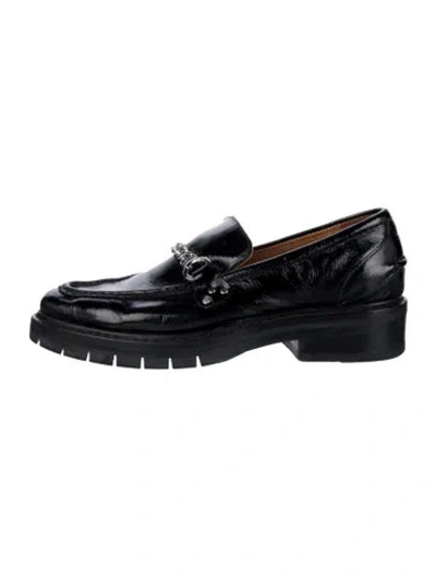 Pre-owned Rag & Bone Patent Leather Chain-link Accents Loafers In Black