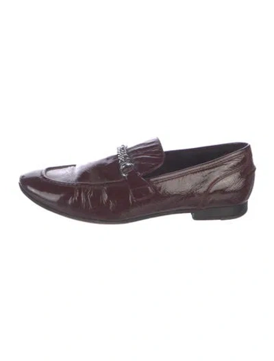 Pre-owned Rag & Bone Patent Leather Chain-link Accents Loafers In Burgundy