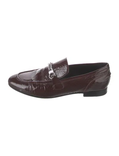 Pre-owned Rag & Bone Patent Leather Chain-link Accents Loafers In Burgundy
