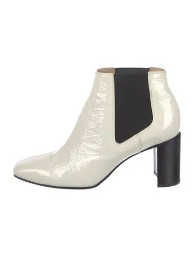 Pre-owned Rag & Bone Patent Leather Colorblock Pattern Chelsea Boots In White