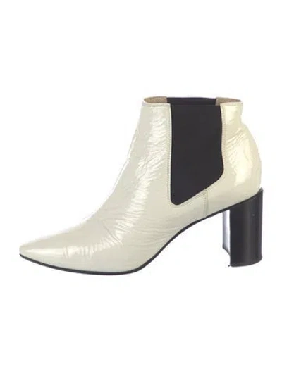 Pre-owned Rag & Bone Patent Leather Colorblock Pattern Chelsea Boots In White