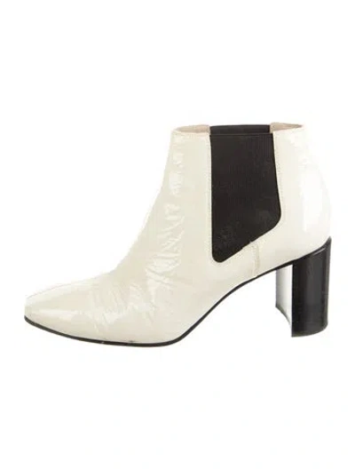 Pre-owned Rag & Bone Patent Leather Colorblock Pattern Chelsea Boots In White