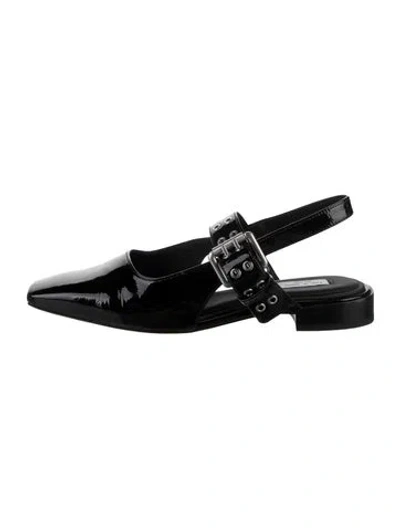 Pre-owned Rag & Bone Patent Leather Cutout Accent Flats In Black