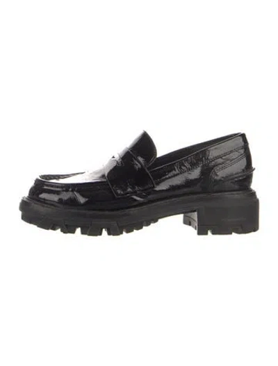 Pre-owned Rag & Bone Patent Leather Slingback Flats In Black