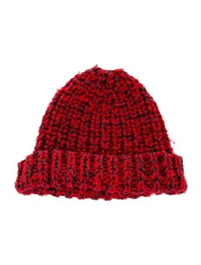 Pre-owned Rag & Bone Pattern Print Wool Blend Knit Beanie In Red