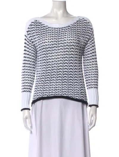 Pre-owned Rag & Bone Patterned Bateau Neckline Sweater In White