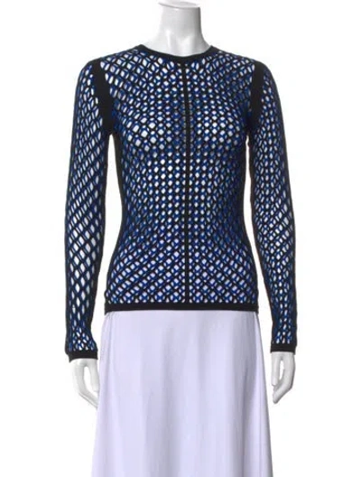 Pre-owned Rag & Bone Patterned Crew Neck Sweater In Black/blue