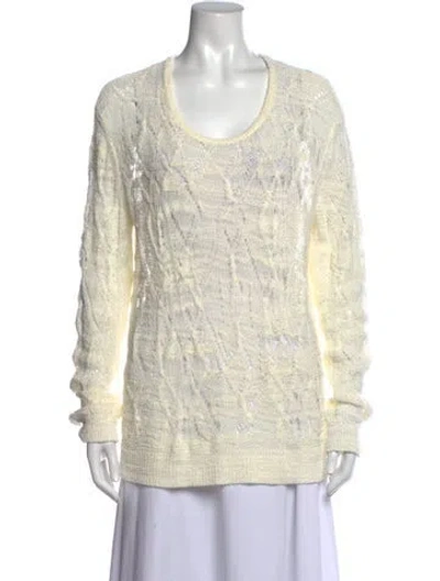Pre-owned Rag & Bone Patterned Crew Neck Sweater In White