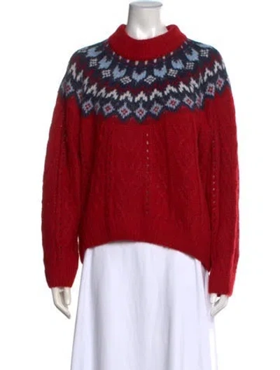 Pre-owned Rag & Bone Patterned Mock Neck Sweater In Red