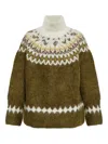 Rag & Bone Beth Oversize Fair Isle Alpaca Blend Turtleneck Sweater In White